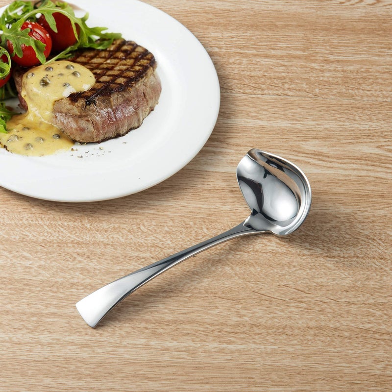 IMEEA Small Sauce Ladle with Pouring Spout 18/10 Stainless Steel Sauce Drizzle Spoon, 7inch - Image 5